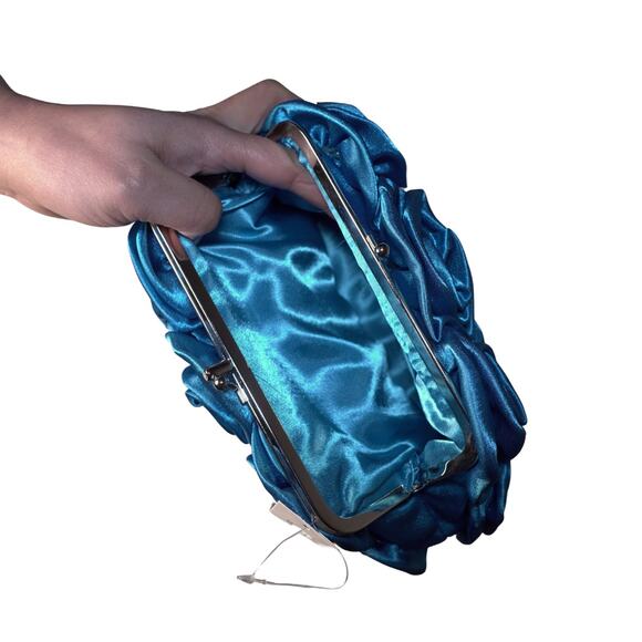 Rose 3D Evening Clutch Electric Blue Cottagecore Wedding Guest NWT - Picture 7 of 12